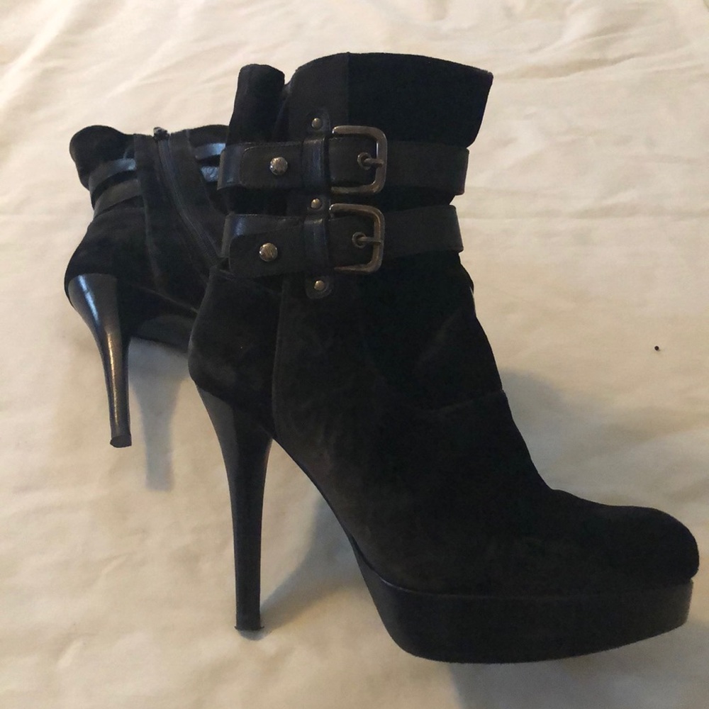 Stuart Weitzman short velvet platform boots